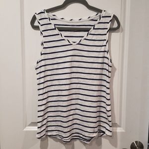 CHICO'S ULTIMATE TEE SLEEVELESS ROYAL BLUE & WHITE